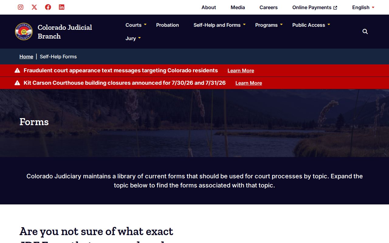 Montezuma County court records Colorado Judicial forms library