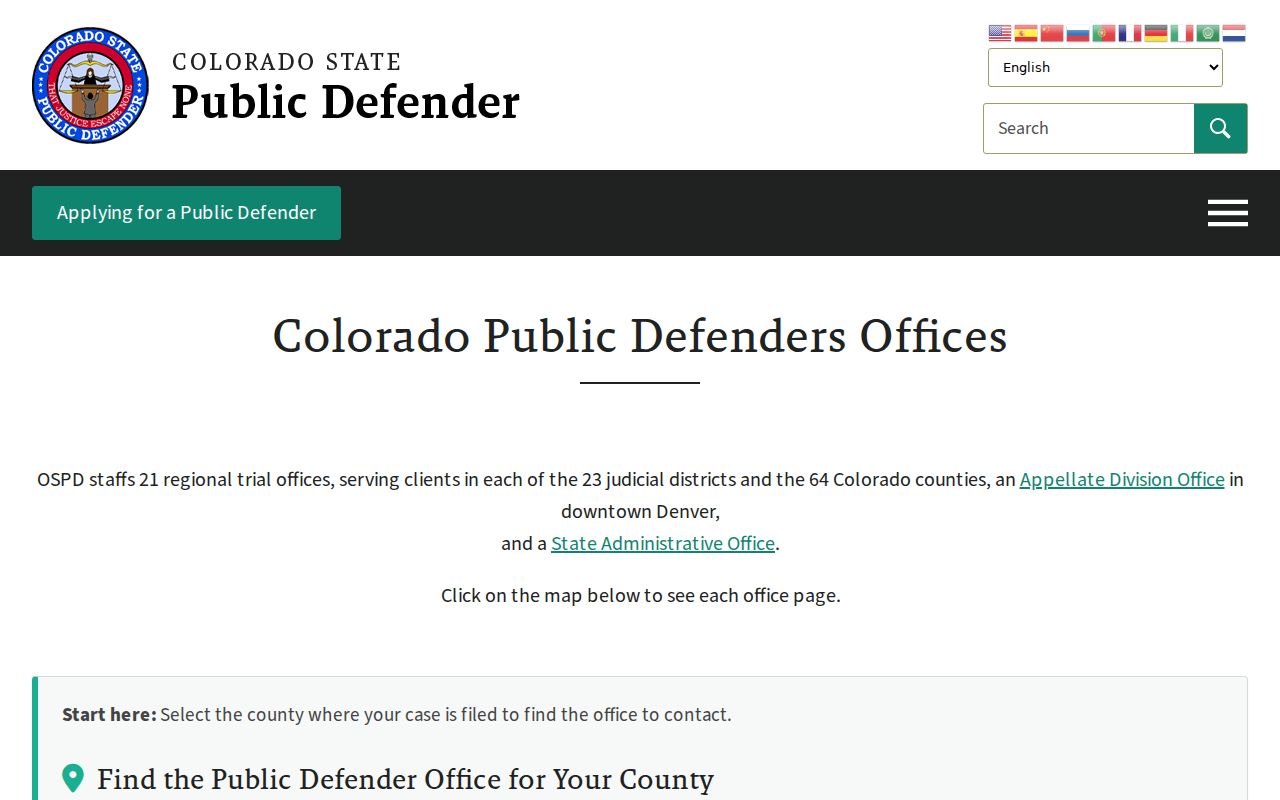 Montezuma County criminal court records Colorado public defender offices
