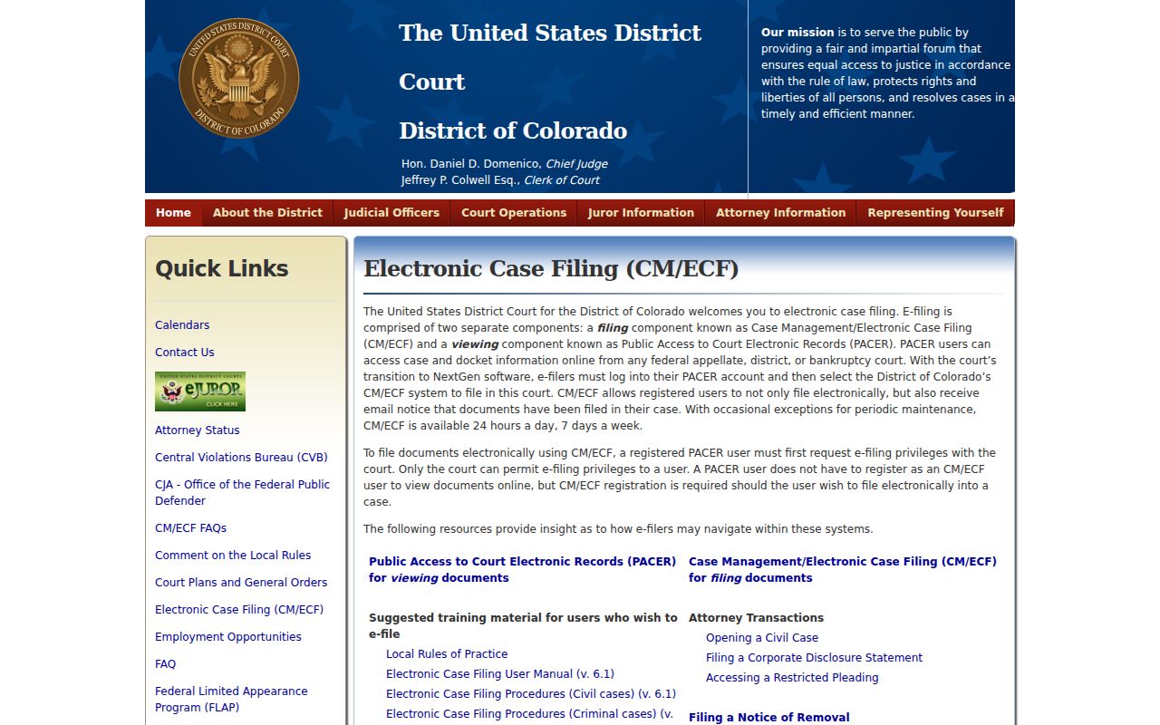 Montezuma County District Court records CM ECF information