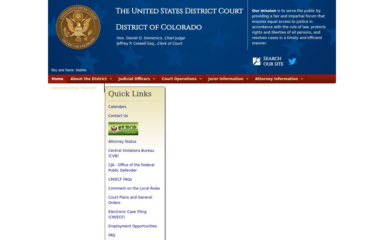Montezuma County District Court records federal District of Colorado homepage