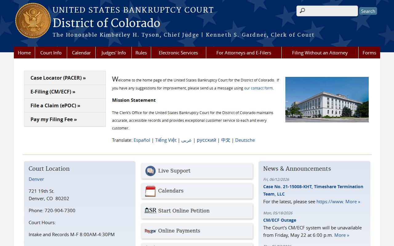 Montezuma County District Court records Colorado bankruptcy court