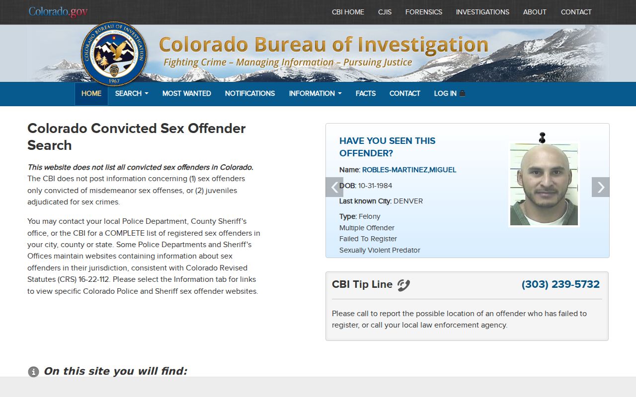 Montezuma County inmate records Colorado sex offender search