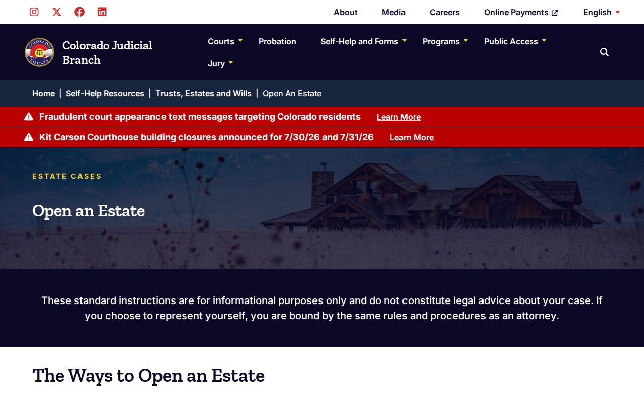 Montezuma County probate records open estate guidance